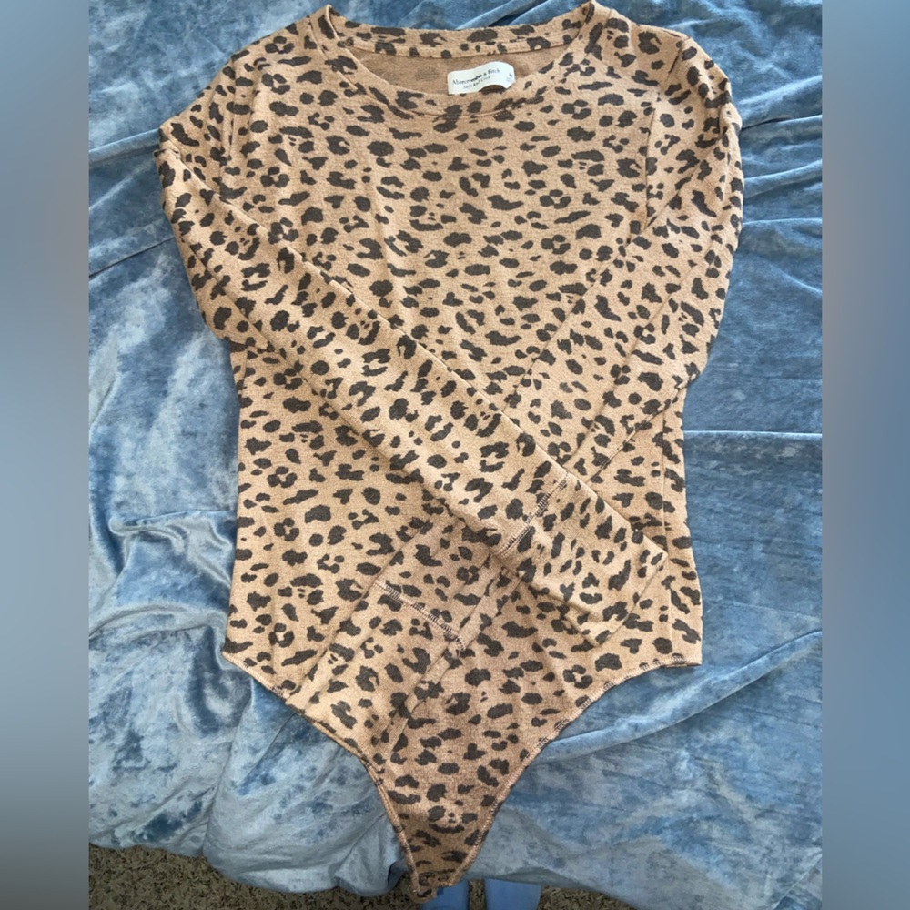 Abercrombie & Fitch Tan Leopard Print Sweater Bodysuit